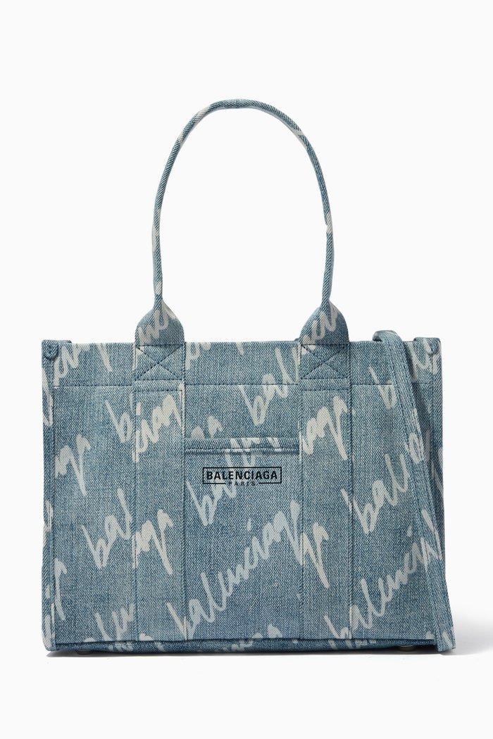 

Hardware Small Tote Bag in Denim Canvas, Blue