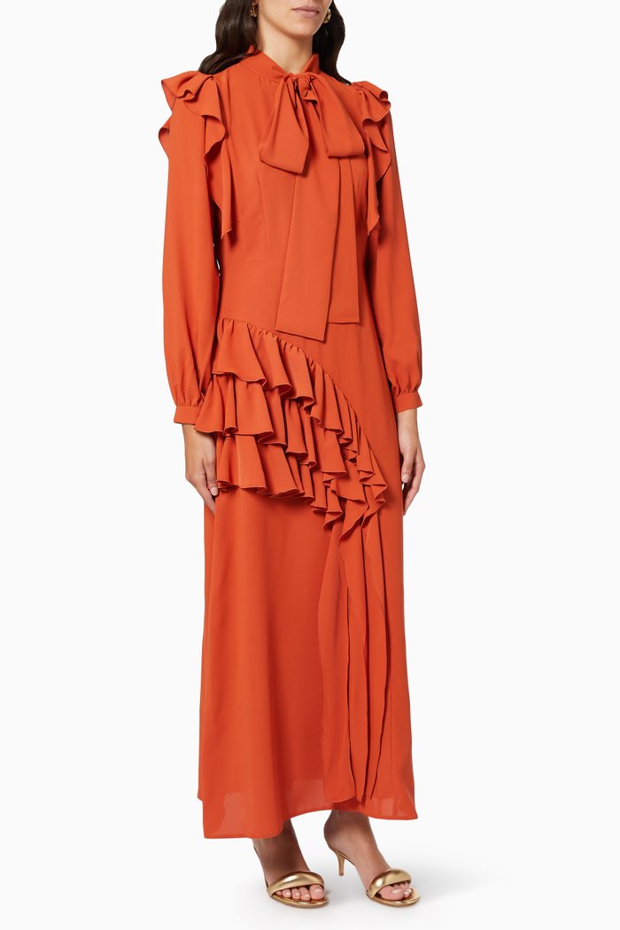 

Bow-Tie Ruffle Dress, Red