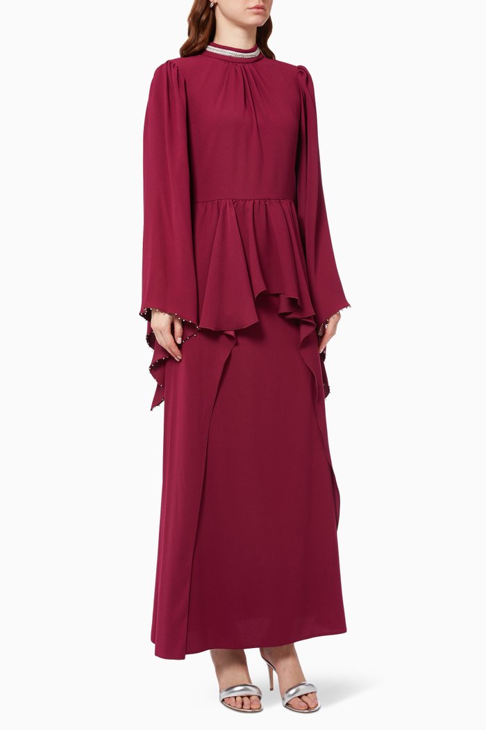 

Wide Sleeve Maxi Dress, Burgundy
