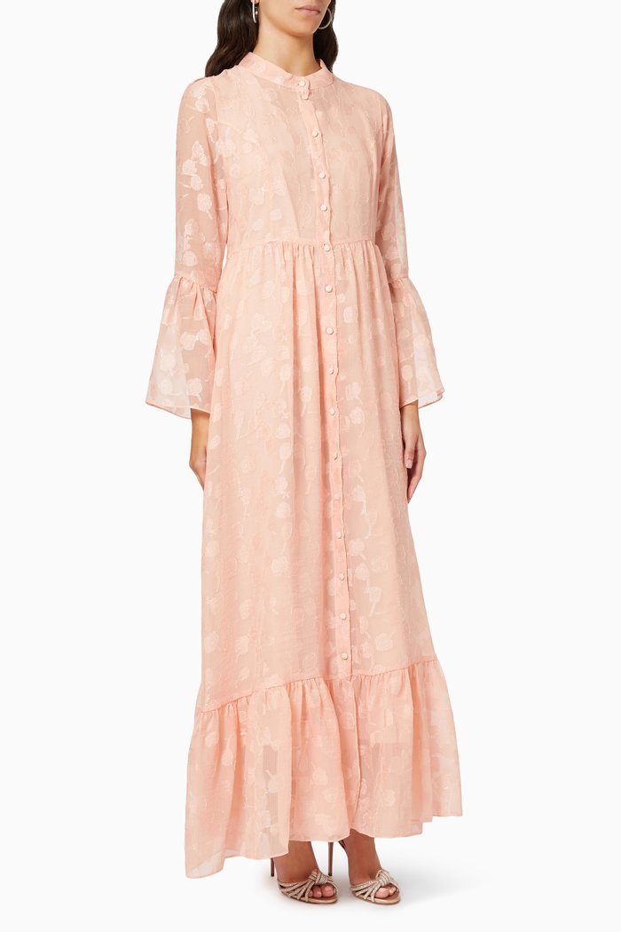 

Ruffle Hem Midi Dress, Pink