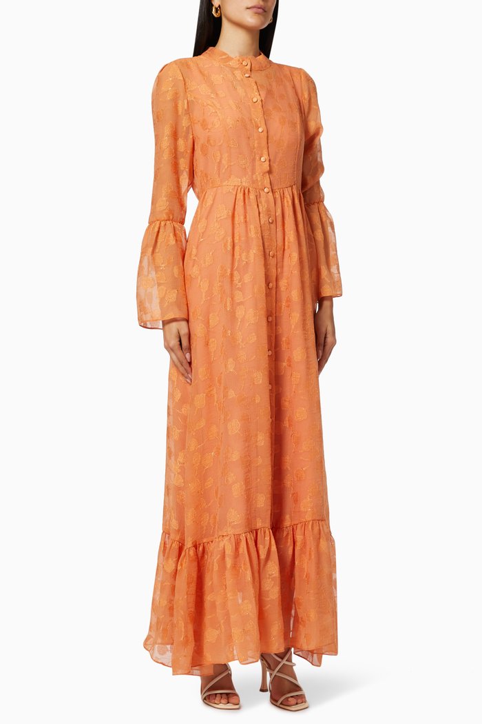 

Ruffle Hem Midi Dress, Orange