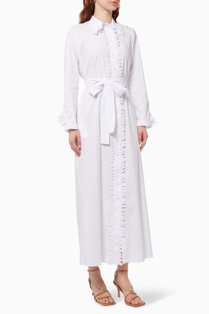 

Ruffle Shirt Dress, White
