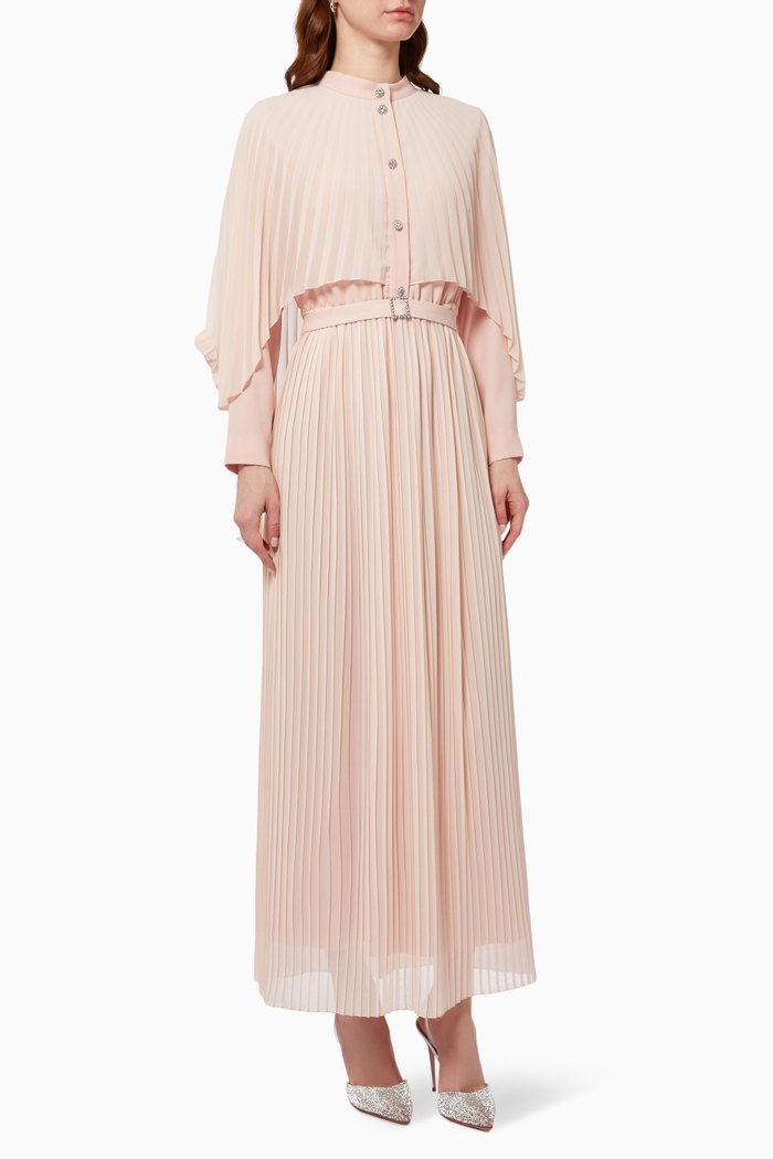 

Pleated Overlay Maxi Dress, Pink