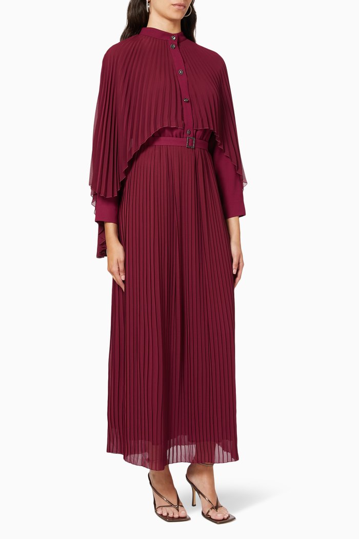 

Pleated Overlay Maxi Dress, Purple