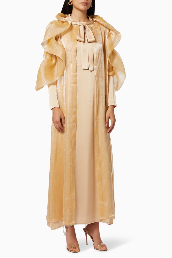 

Bow-Tie Ruffle Dress, Gold