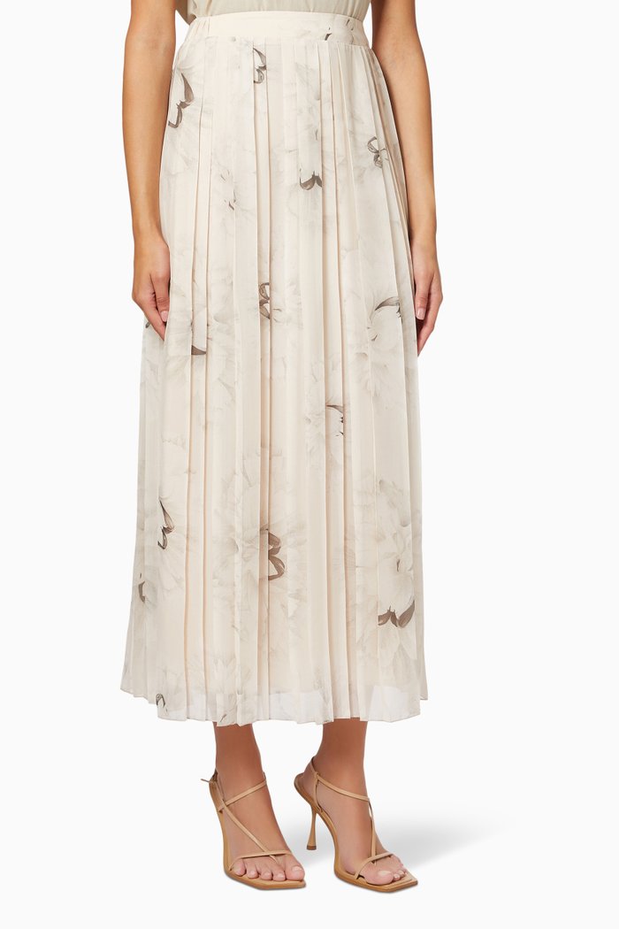 

Pleated Midi Skirt, Neutral