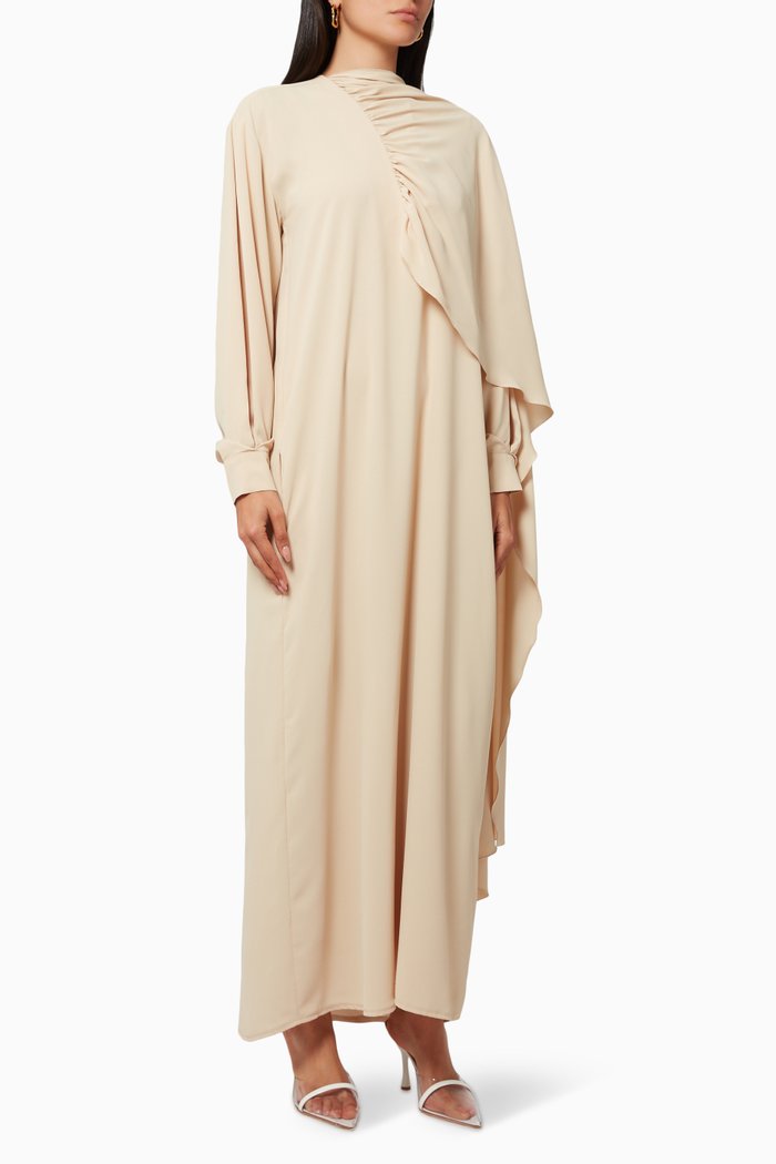 

Pleated Abaya, Neutral