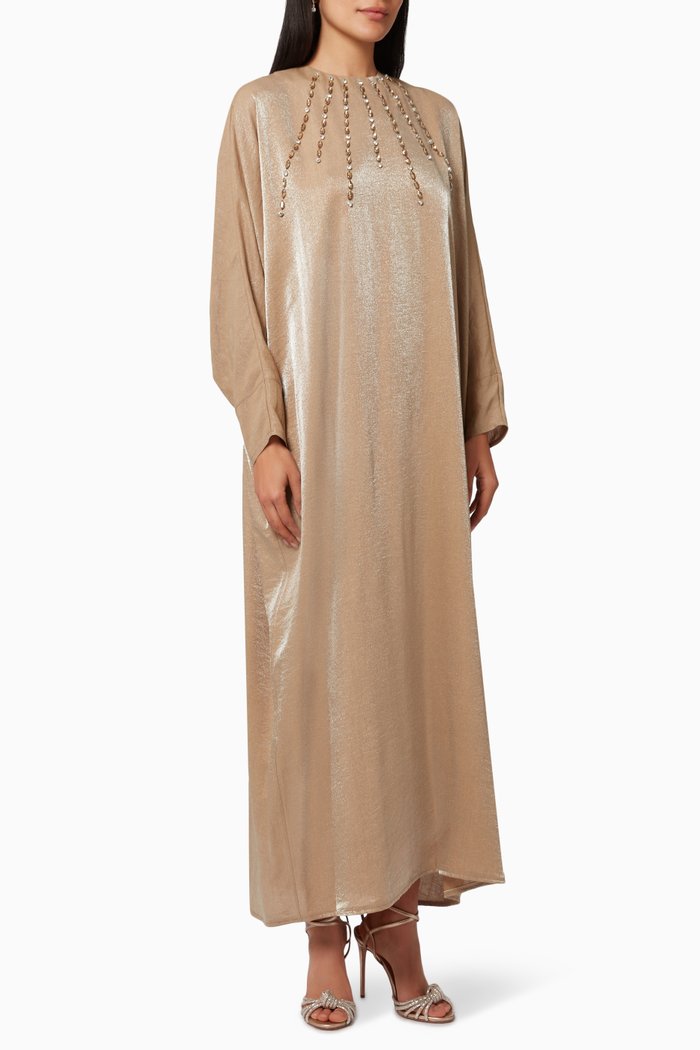 

Embellished Long Sleeve Dress, Neutral