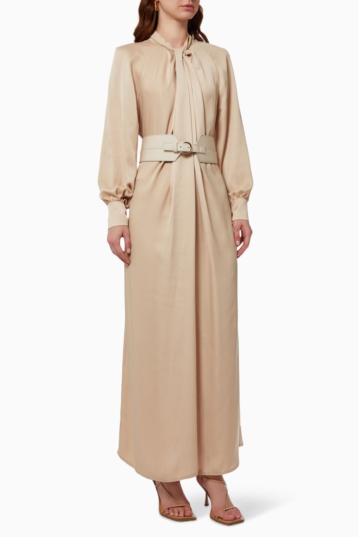 

High Neck Maxi Dress, Neutral