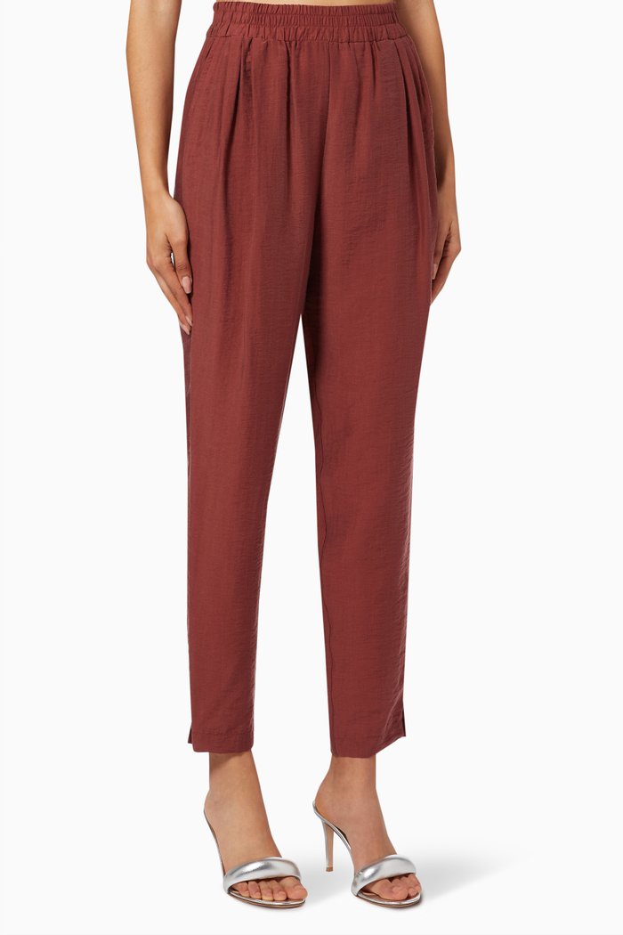 

Wide Leg Pants in Tencel, Red