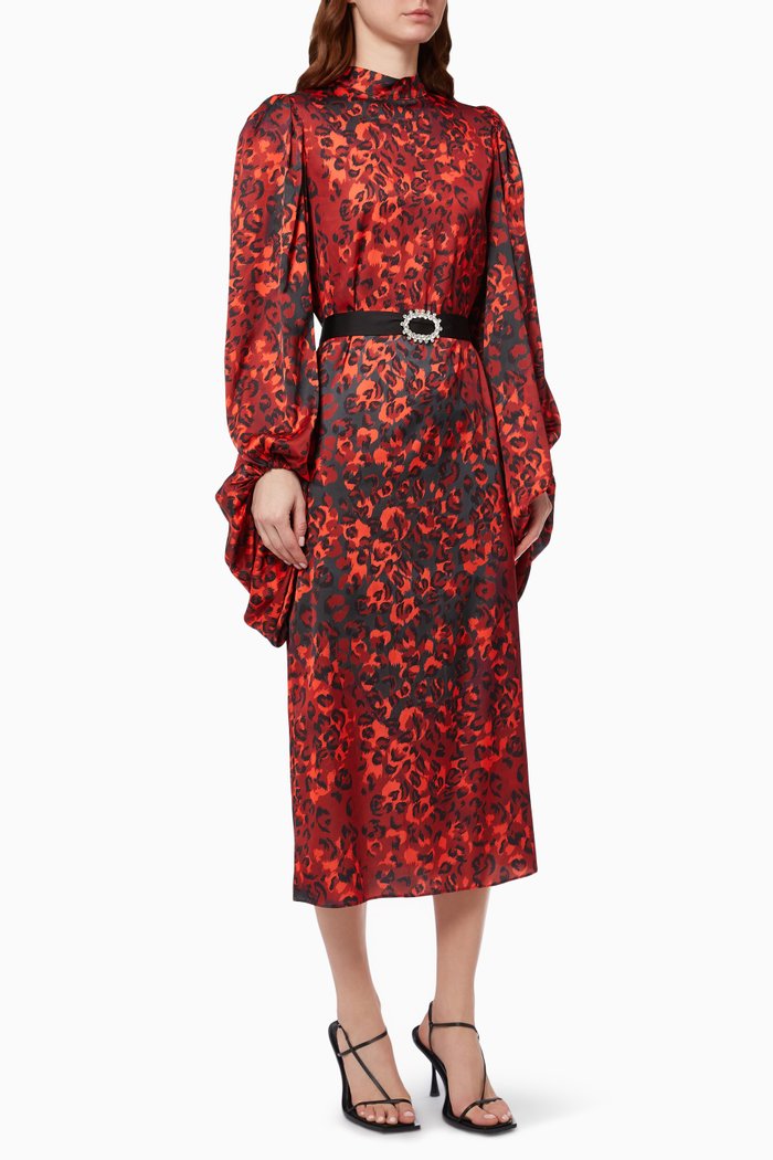 

Printed Midi Dress, Red