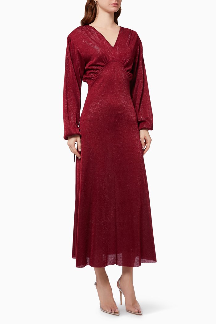 

Shimmer Midi Dress, Burgundy