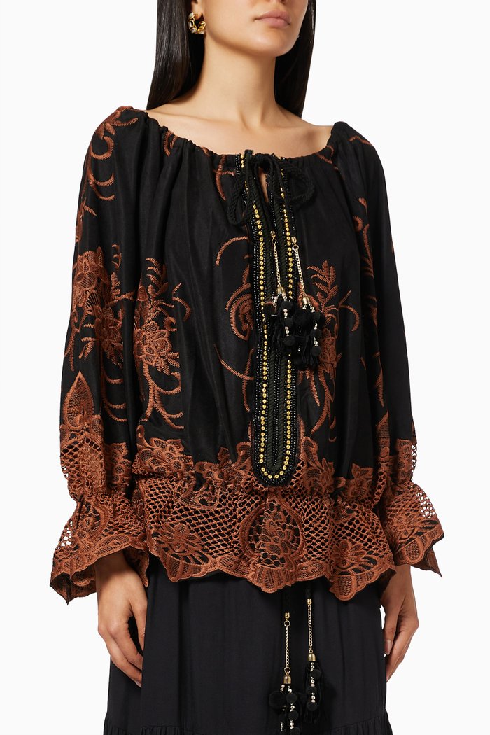 Printed Blouse, Black