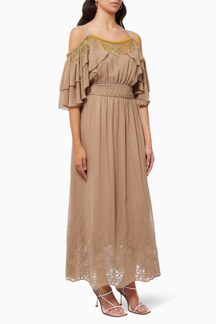 

Embellished Maxi Dress, Neutral