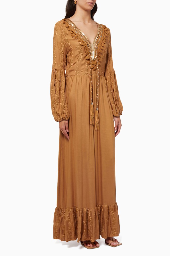 

Embellished Maxi Dress, Brown