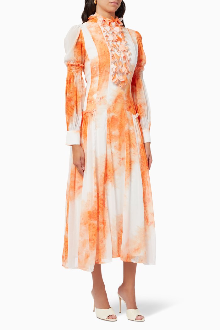 

Panelled Ruffle Dress, Orange