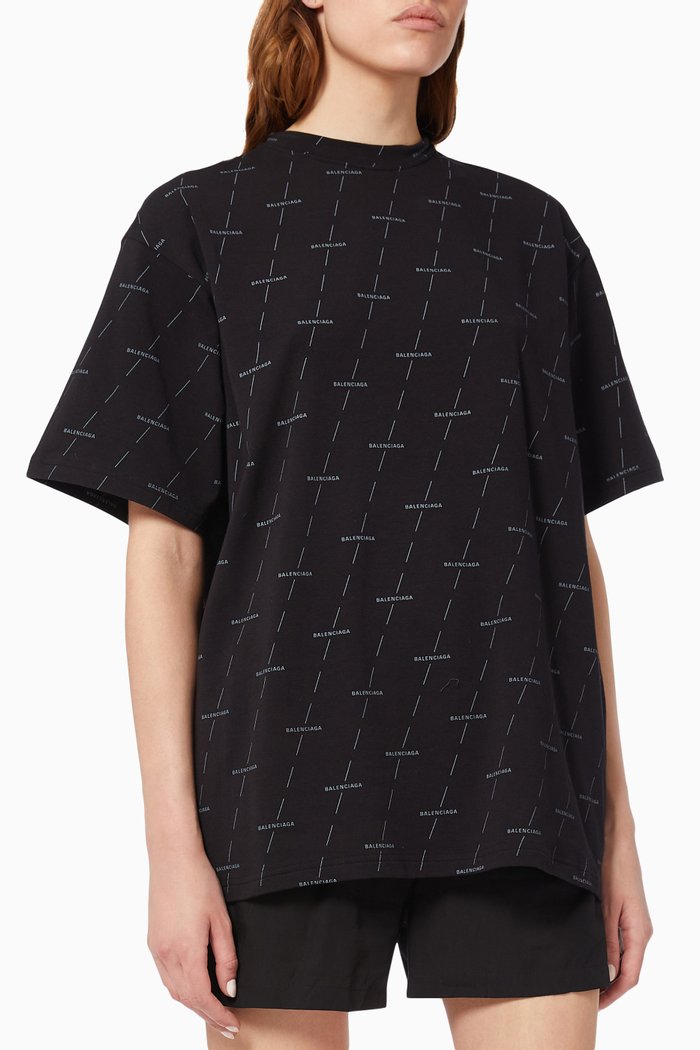 

Allover Logo Pyjama T-Shirt in Vintage Jersey, Black