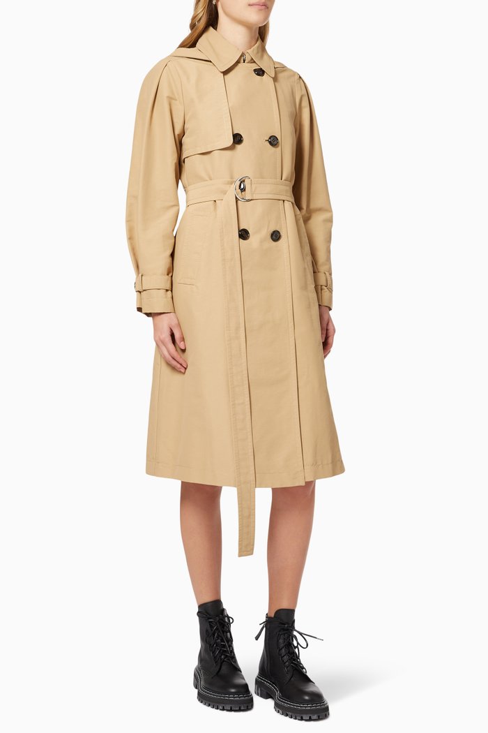 

Trench Coat in Technical Cotton, Brown