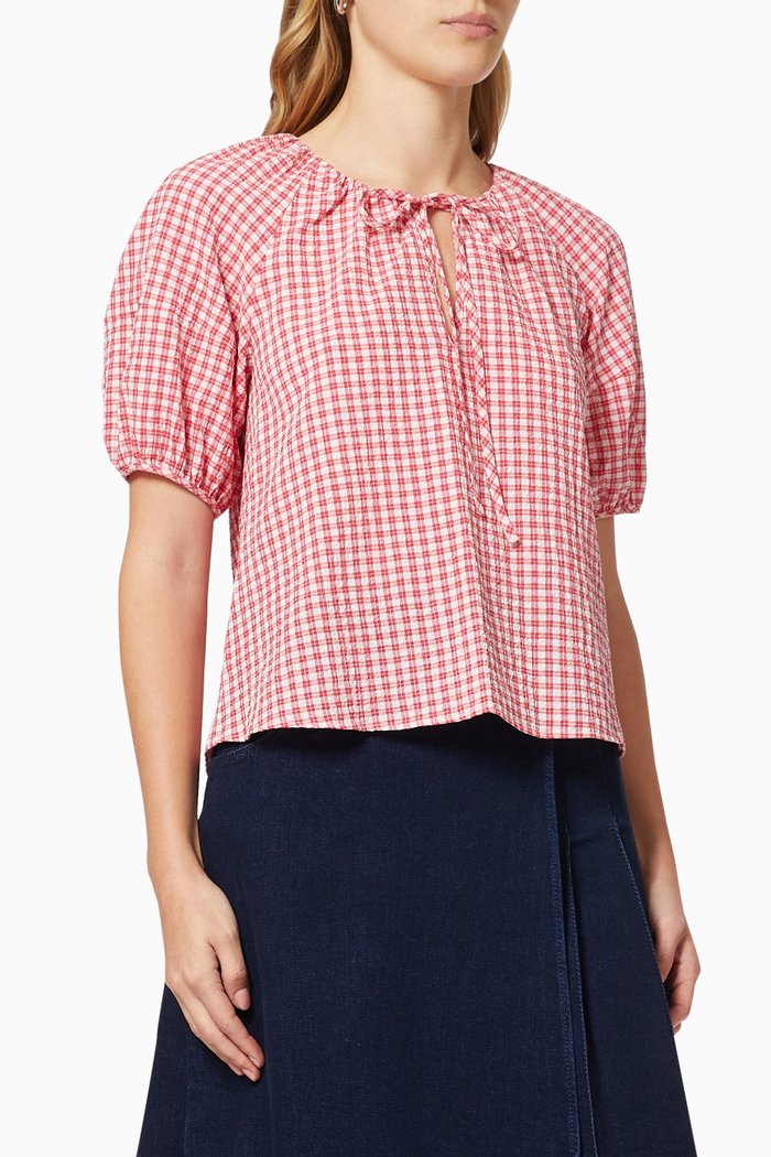

Seersucker Blouse in Cotton, Pink