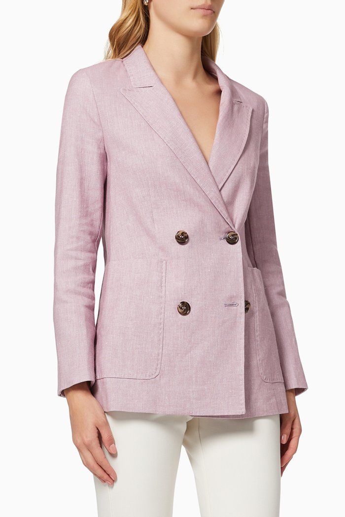

Longline Blazer in Linen-cotton Drill, Purple
