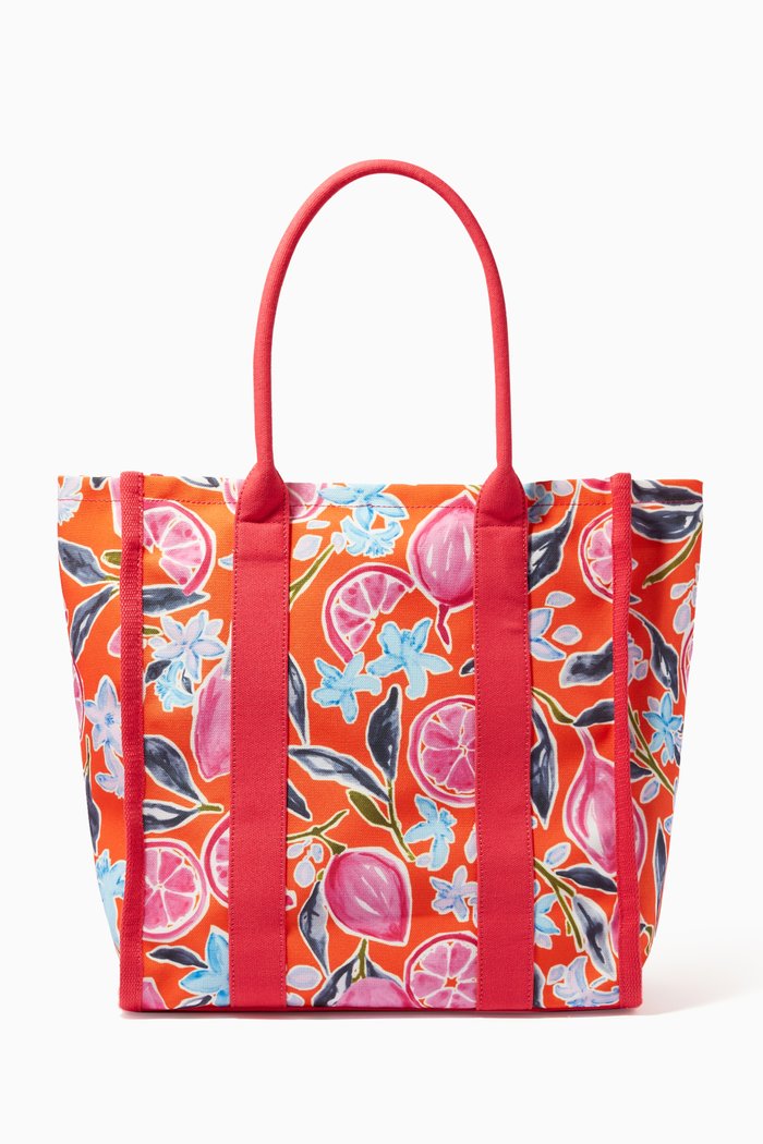 

Serrata Floral Handbag in Canvas, Pink