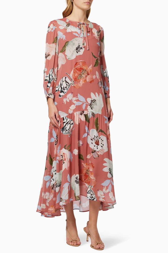 

Long Dress in Georgette, Multicolour