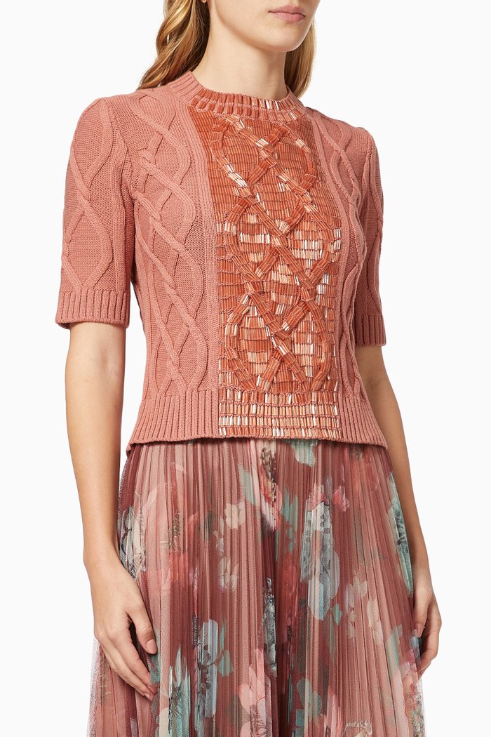 

Salento Embroidered Knit Top, Pink