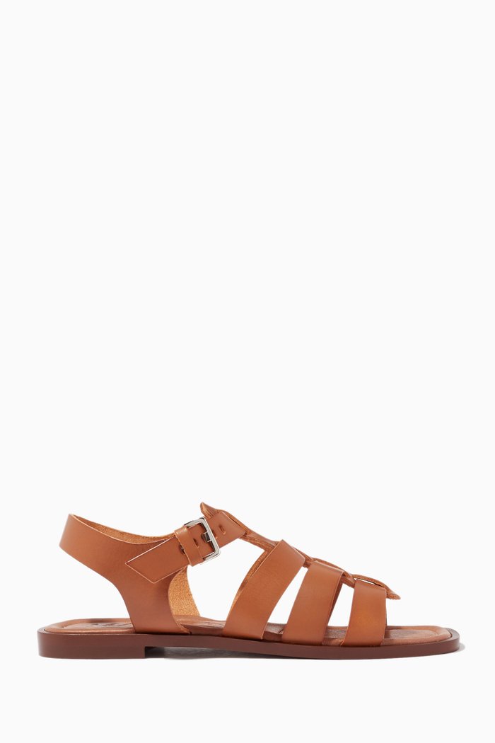 

Flat Sandals in Leather, Neutral
