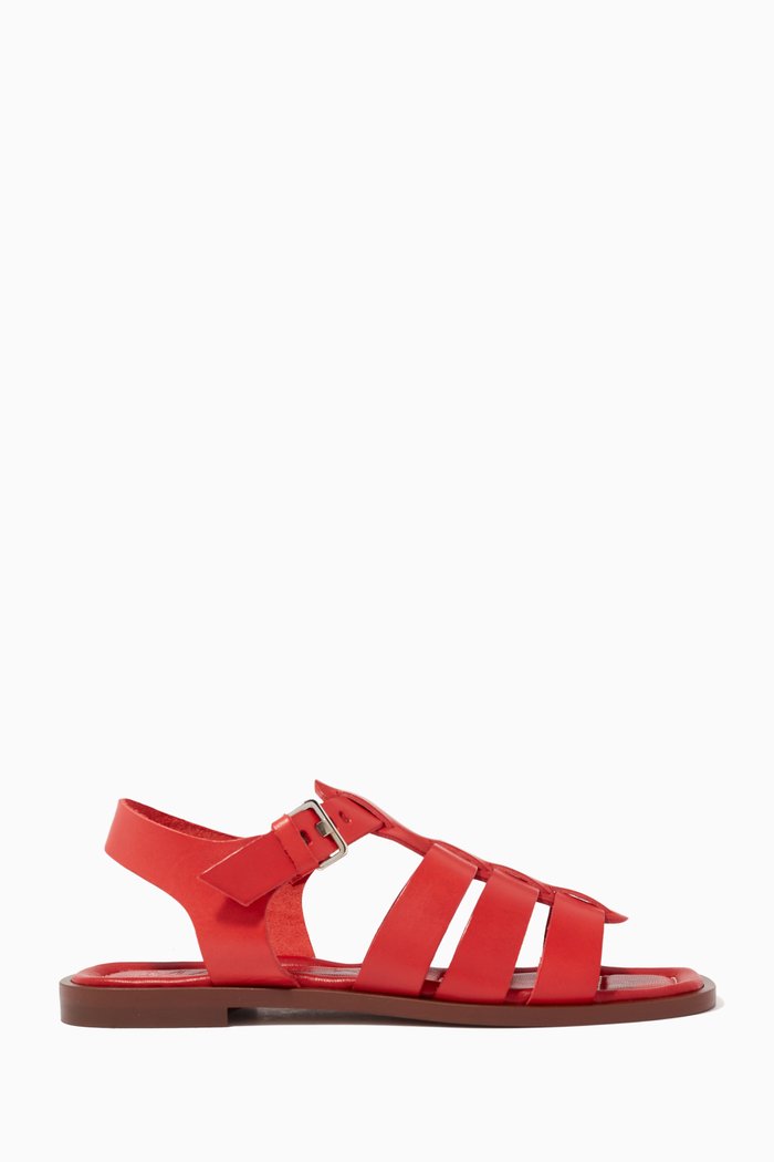 

Flat Sandals in Leather, Red