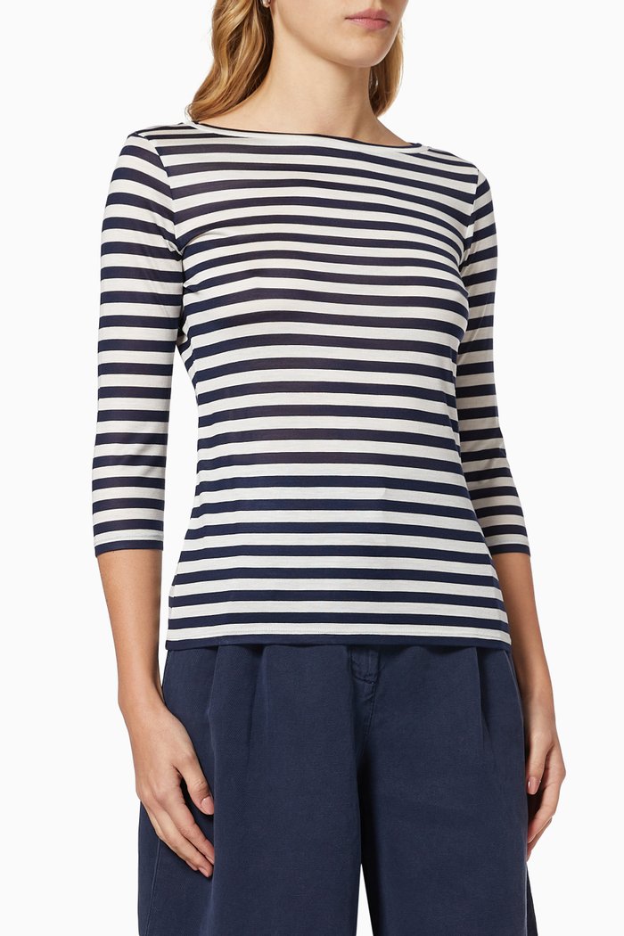 

Striped T-Shirt in Silk, Blue