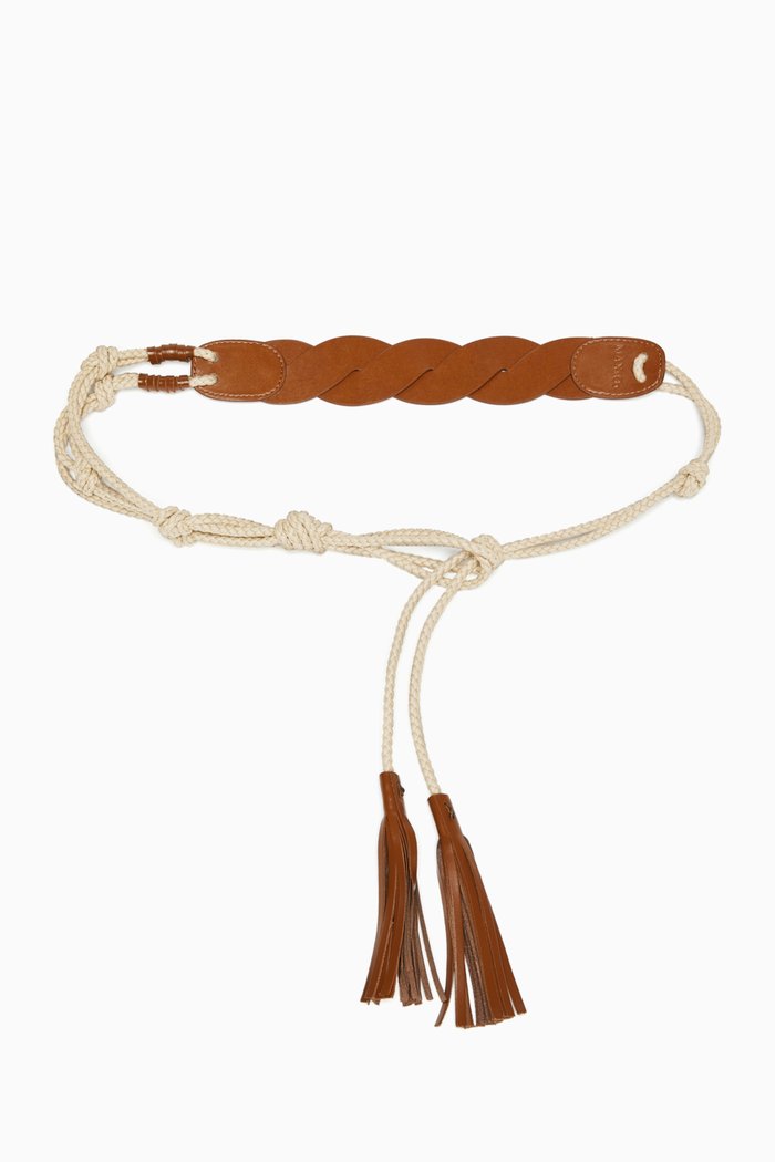 

Woven Belt with Tassels, Brown