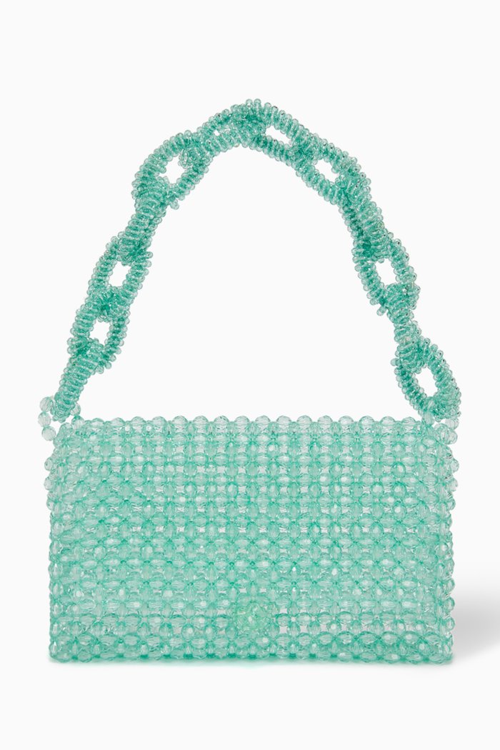 

Beaded Mini Bag in Resin, Blue