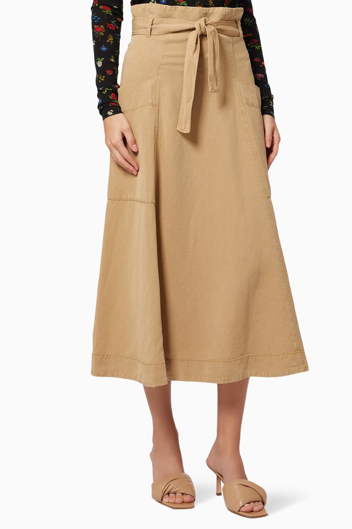 

Cargo Midi Skirt in Garment-dyed Twill, Neutral