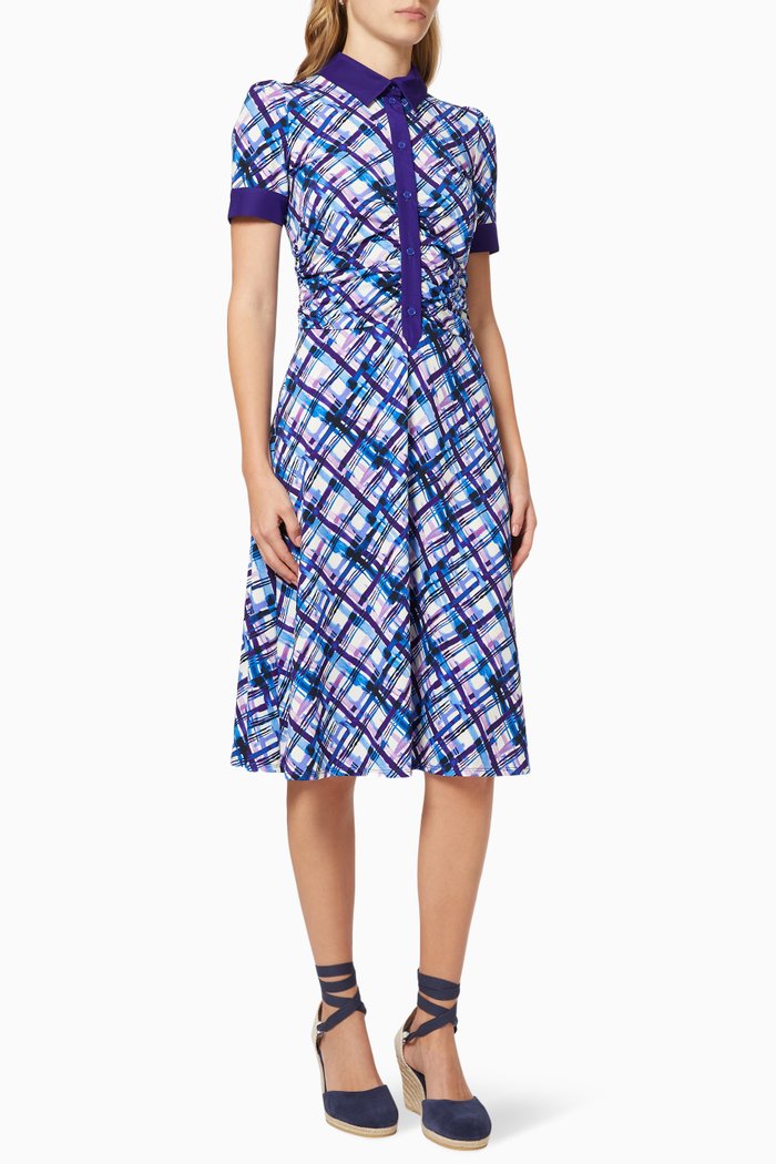 

Polo-Style Graphic Print Dress, Blue