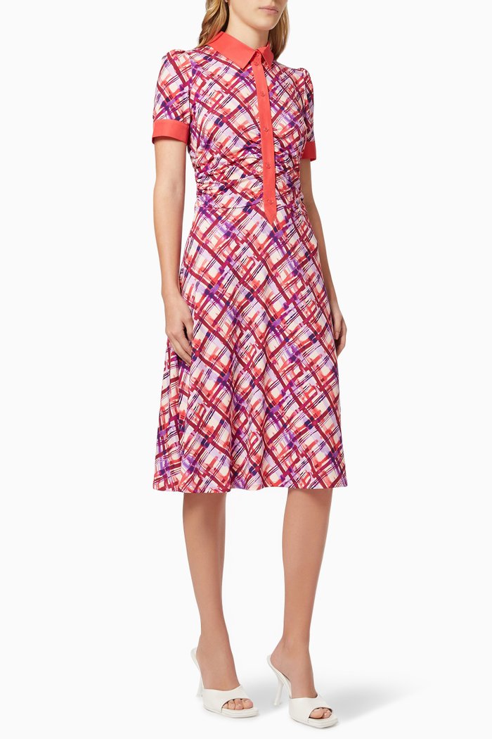 

Polo-Style Graphic Print Dress, Red