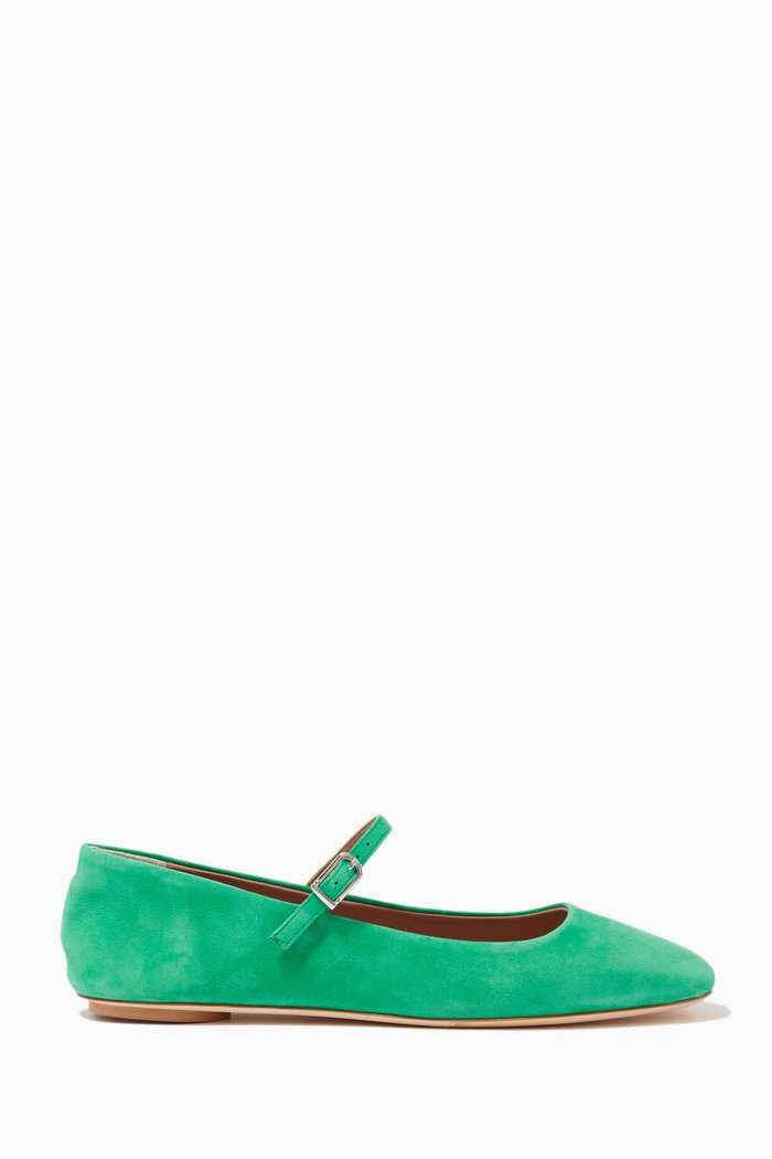 

Ballerina Flats in Suede, Green