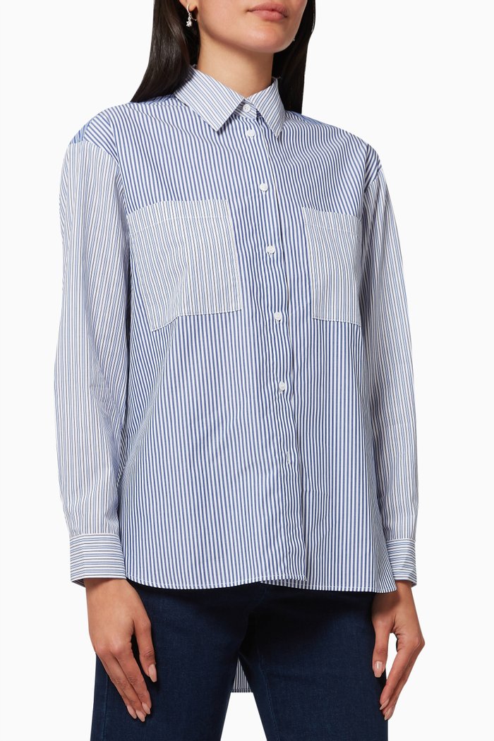 

Striped Poplin Shirt, Blue