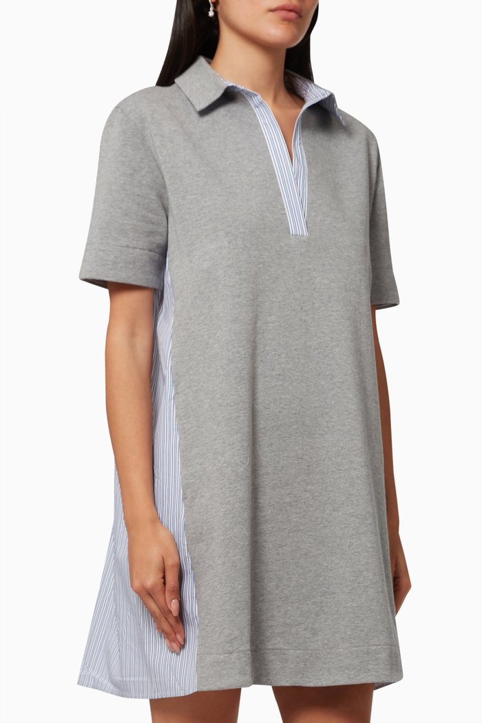 

Jersey Fleece & Poplin Dress, Grey