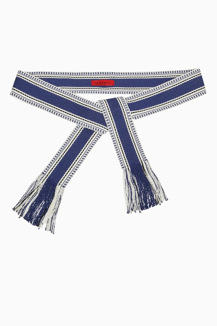 Fringed Ribbon Belt, Blue