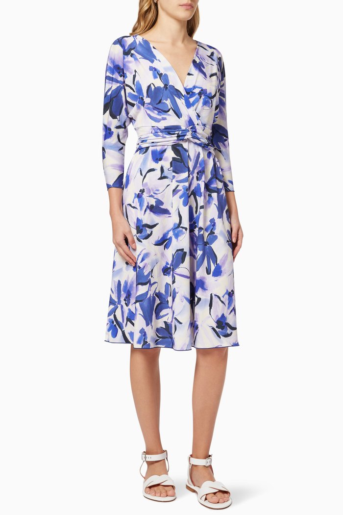 

Dante Floral Dress in Jersey, Blue