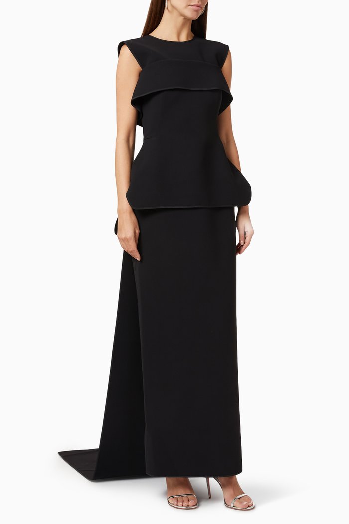 

Defining Gown with Cape, Black