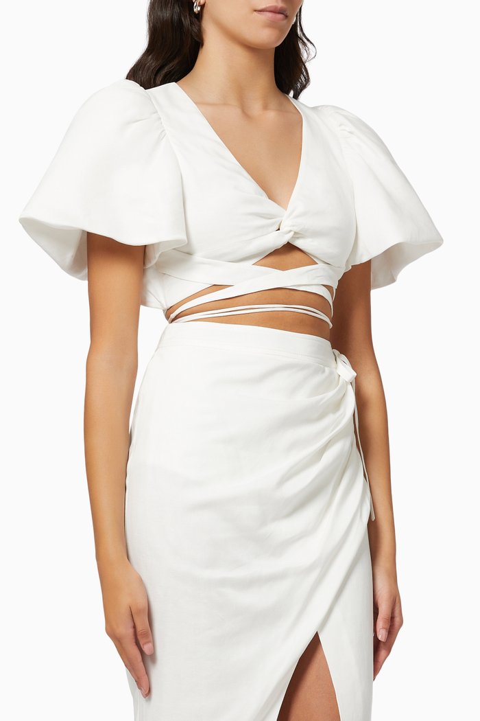

Sadie Linen Top in Linen, White