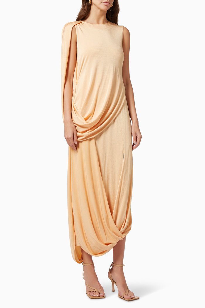 

Roxi Draped Dress in Jersey, Orange