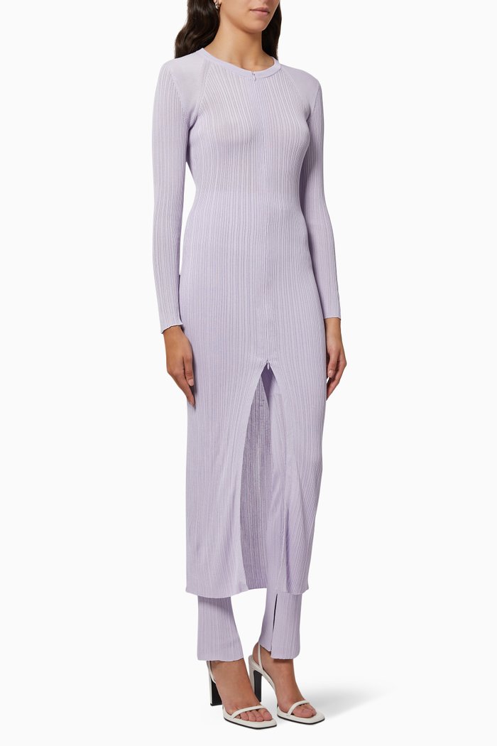 Nicolette Cardigan in Compact Rib Knit, Purple