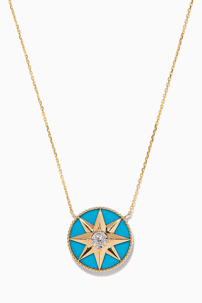Halley Turquoise & Diamond Pendant Necklace in 18kt Gold, Blue