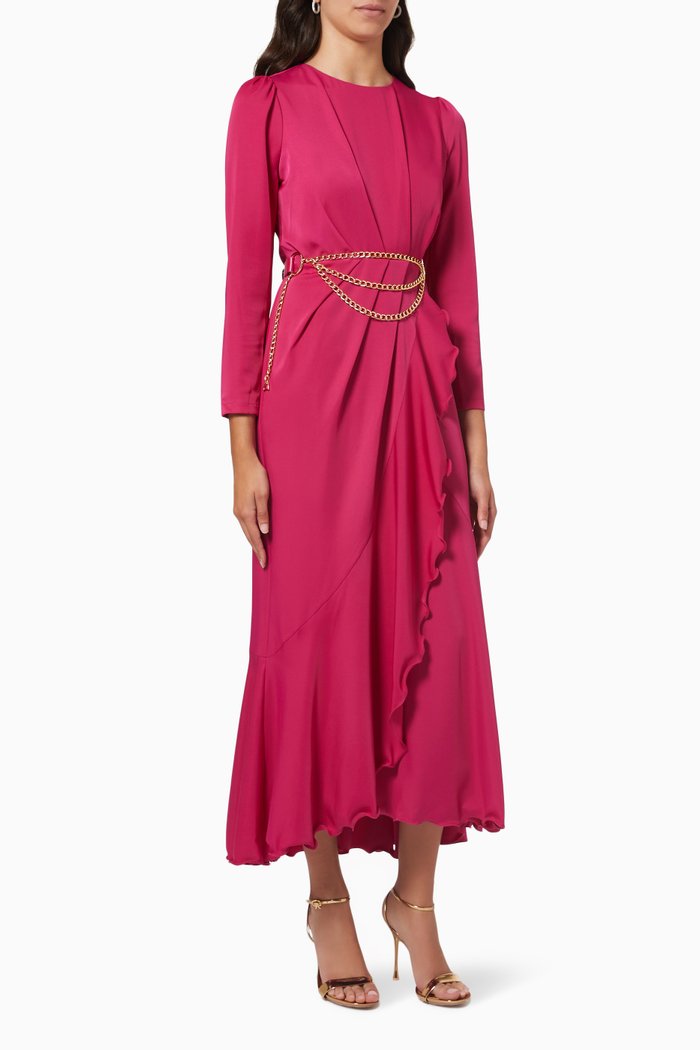 

Chain Link Belted Dress, Pink