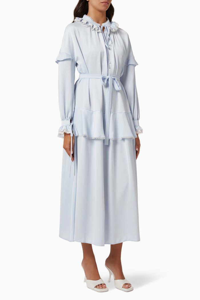 

Long Sleeve Belted Dress, Blue