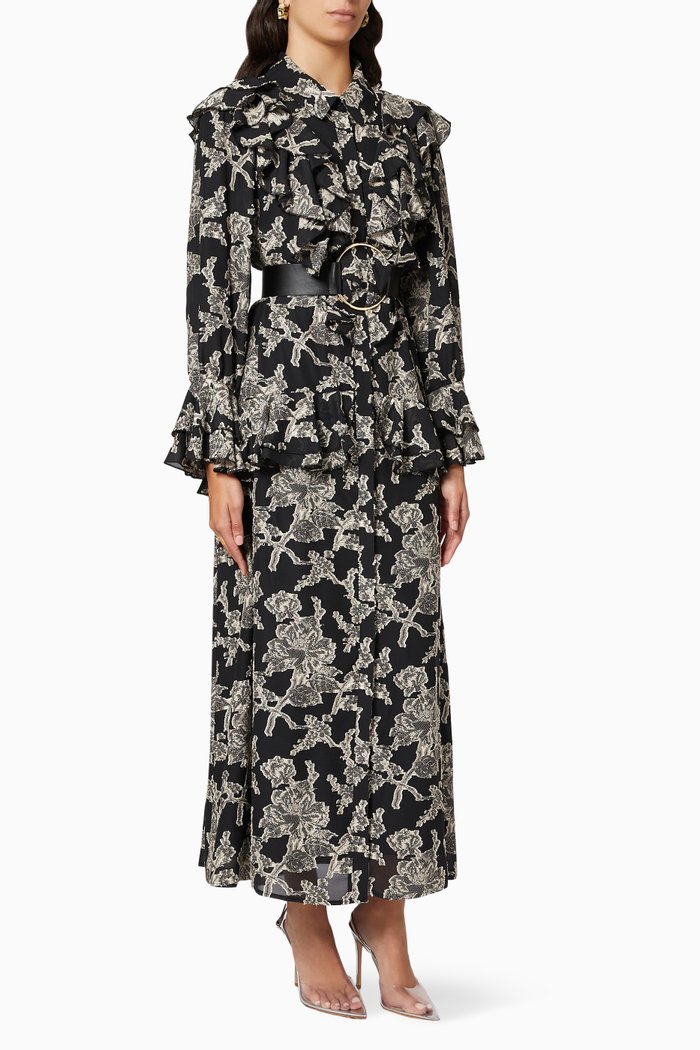 

Ruffle Midi Dress, Black
