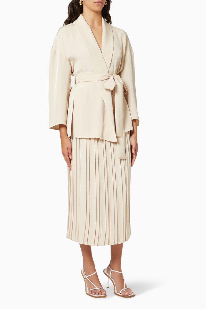 

Wrap Top & Midi Skirt Set, Neutral