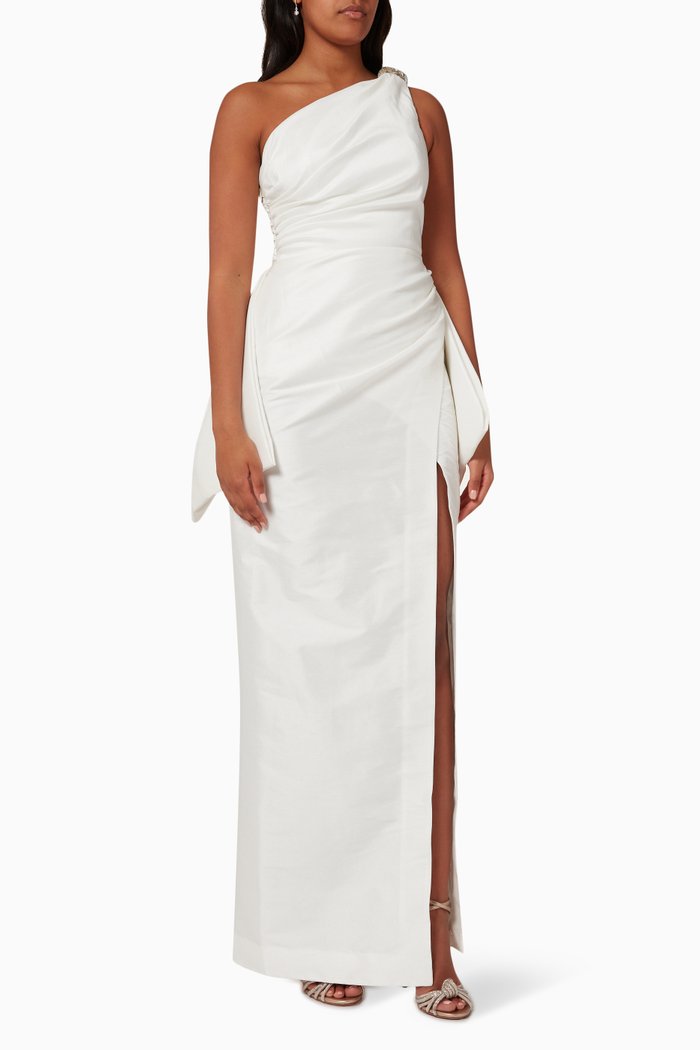 

Marco Gown in Stretch Crepe, Neutral